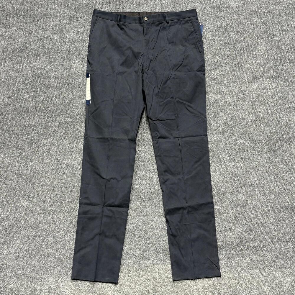 Ralph Lauren Dress Pants Mens 38x36.5 Navy Flat Front Cotton Chino Made Italy